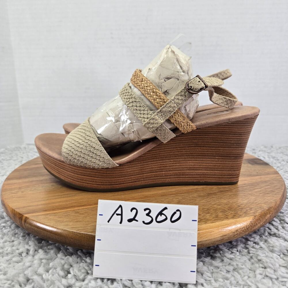 Ugg Womens 9 Lira Mar Suede Snakeskin Embossed Woven Ankle Strappy Wedge Sandals